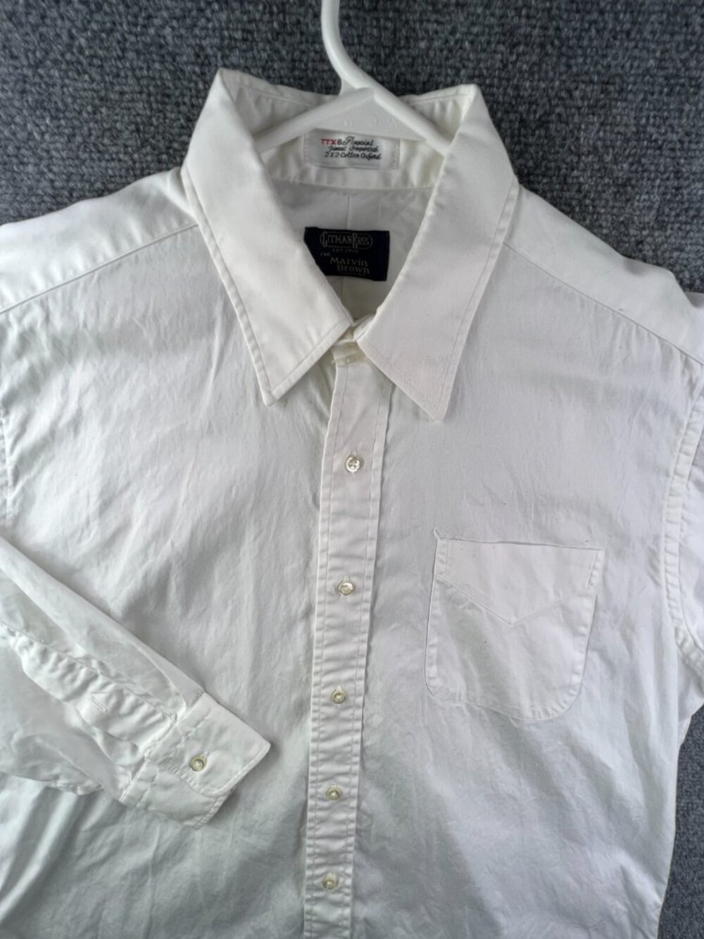 Gitman Bros For Marvin Brown Dallas Men’s White Button Up Shirt Cotton ~large